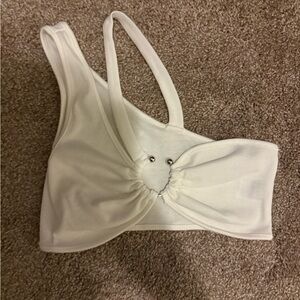 White asymmetrical crop top
